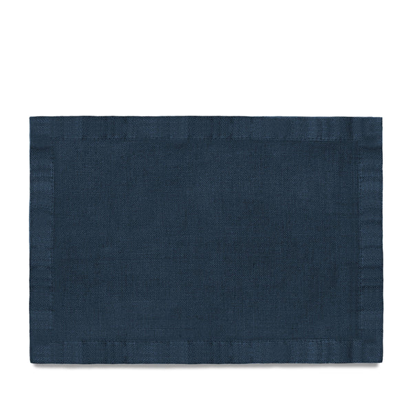 Blue Linen Sateen Placemats - Hand-Crafted Linen Woven Textile - Luxurious & Intricate Soft Sateen Placemats