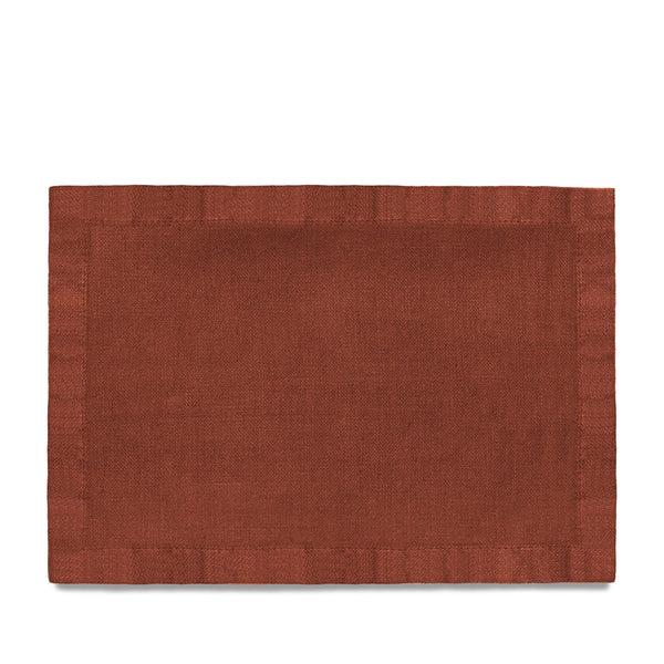 Brick Linen Sateen Placemats - Hand-Crafted Linen Woven Textile - Luxurious & Intricate Soft Sateen Placemats