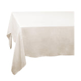 Large Ecru Linen Sateen Tablecloth - Hand-Crafted Linen Woven Textile - Luxurious & Intricate Soft Sateen Tablecloth