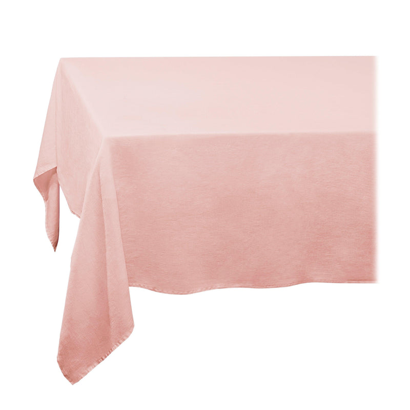 Large Pink Linen Sateen Tablecloth - Hand-Crafted Linen Woven Textile - Luxurious & Intricate Soft Sateen Tablecloth