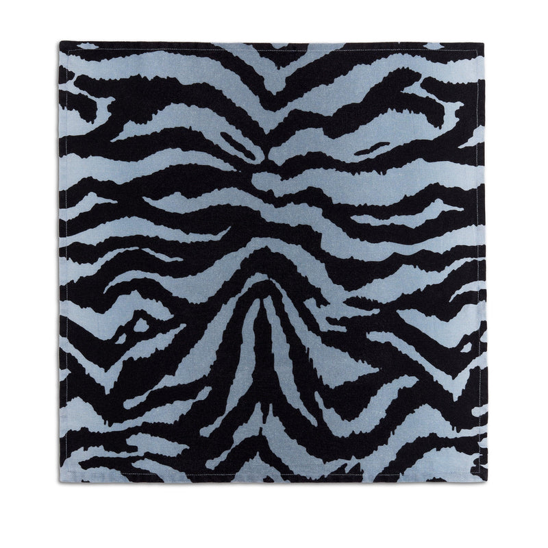Linen Sateen Tiger Napkins - Blue (Set of 4) - L'OBJET
