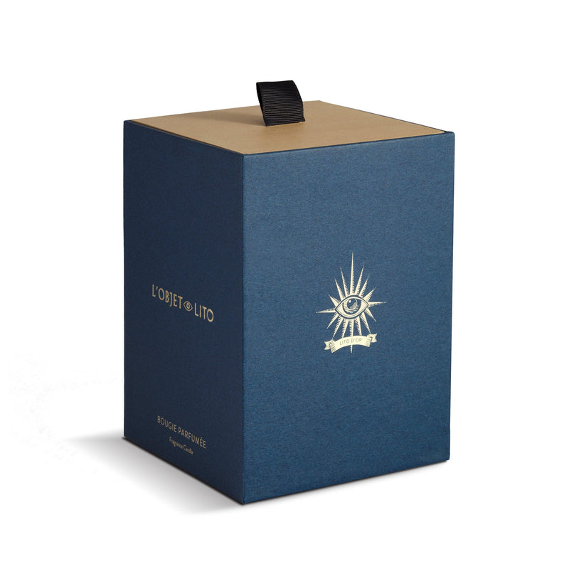 Dark blue rectangle box with "l'objet" logo