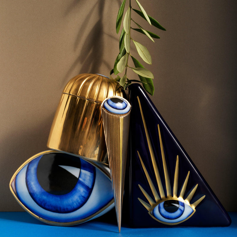 gold and blue Lito collection posed together and styled with gold details