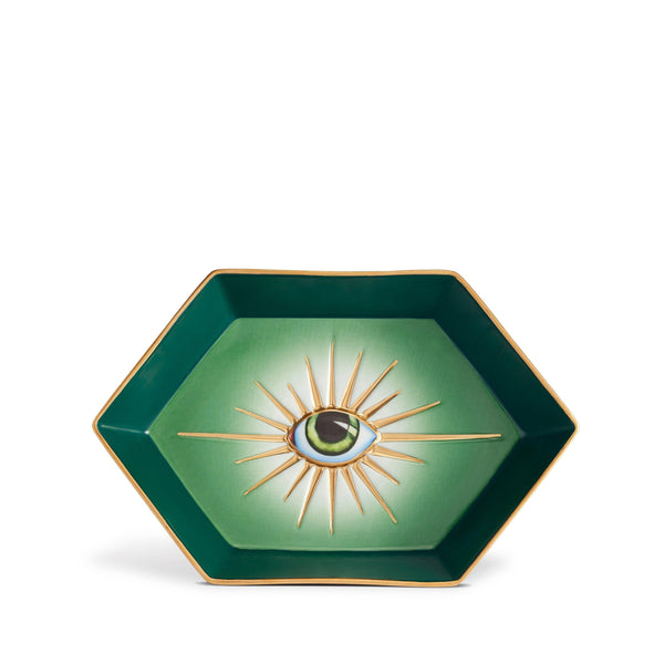 Green Lito Vide Poche - Features a Bold Eye Symbolizing Protection and Awareness