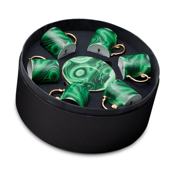 Malachite Espresso Cup + Saucer (Set of 6) - L'OBJET
