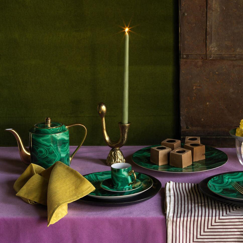 Colored Glass Coffee Cups and Saucer - Our Dining Table