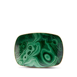 Small Malachite Rectangular Tray in Green - Porcelain and Earthenware Boasts Hand-Gilded 24K Gold Accents
