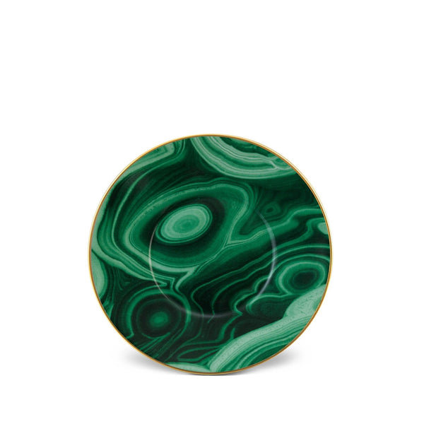 Malachite Saucer in Green - Made of Porcelain and Earthenware - Hand-Gilded with 24K Gold Accent