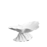 Neptune Bowl - Large. White porcelain shell-shaped bowl floating on a base. 