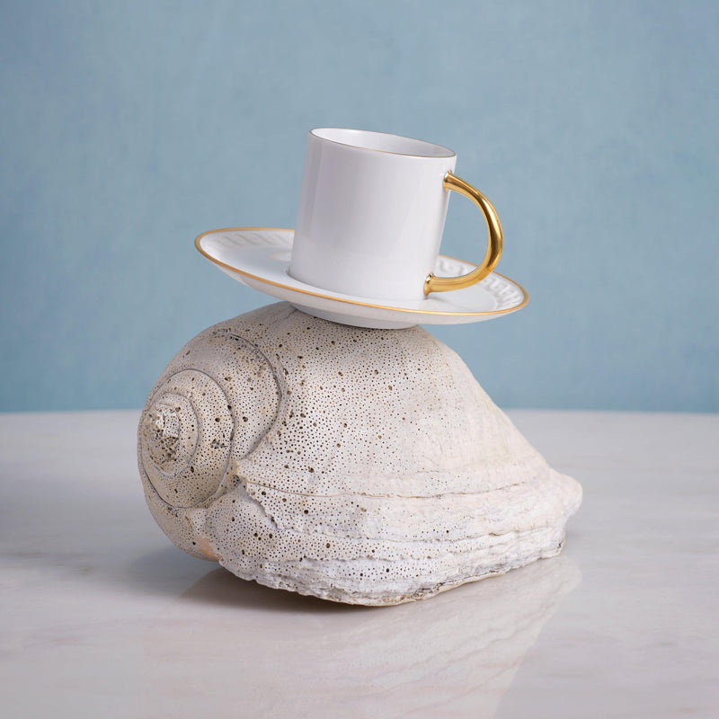 Neptune Espresso Cup + Saucer- Gold - L'OBJET