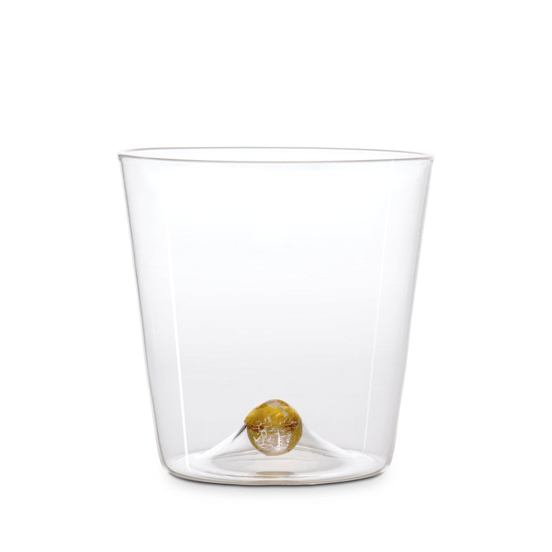 Oro Double Old Fashioned Glass in Gold - Timeless Piece Featuring Signature Orb Wrapped in Crackled Gold Leaf