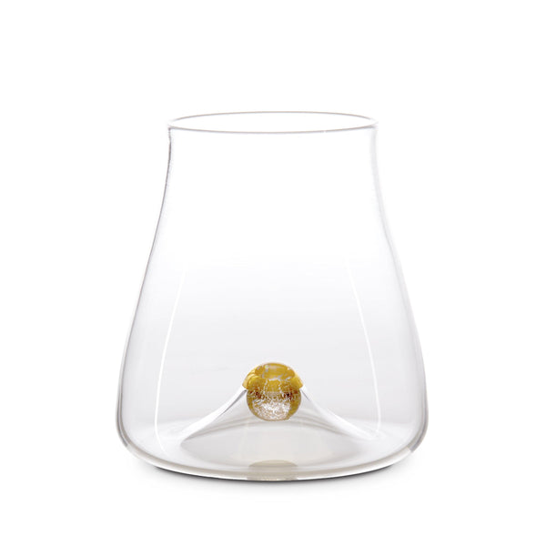 Oro Wine Glass in Gold - Timeless Piece Featuring Signature Orb Wrapped in Crackled Gold Leaf