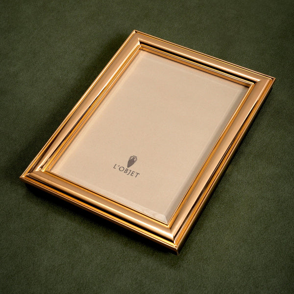 L Rectangular Frame Luxury Handcrafted Picture Frames | Rectangular Pave Frame - Gold | L'OBJET