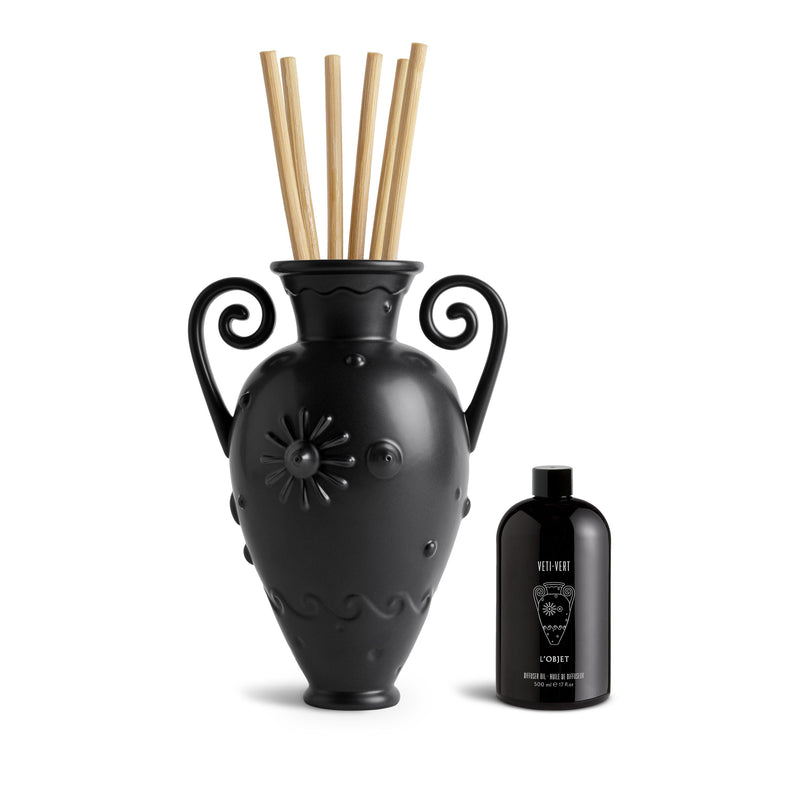 Pantheon Orpheus Amphora + Veti-Vert Diffuser Set (Black) - L'OBJET