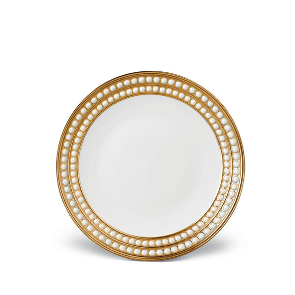 Perlée Dessert Plate in Gold - Timeless and Sophisticated Dinnerware Crafted from Porcelain and Infused with Detailed Craftsmanship