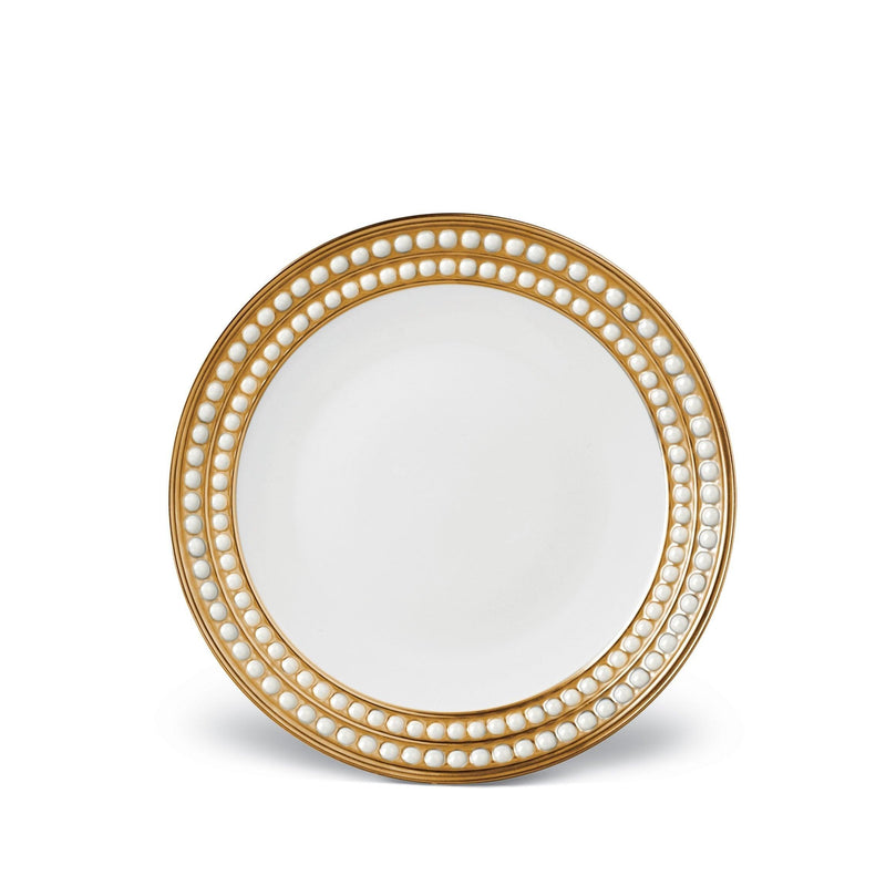 Perlée Dessert Plate in Gold - Timeless and Sophisticated Dinnerware Crafted from Porcelain and Infused with Detailed Craftsmanship