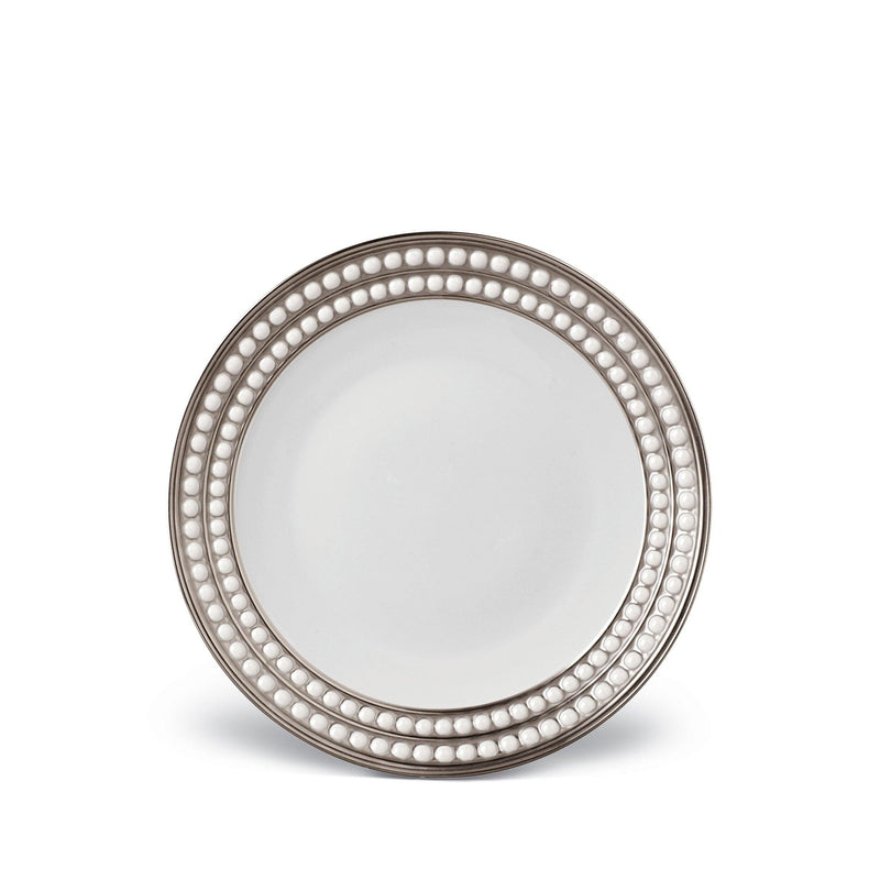 Perlée Dessert Plate in Platinum - Timeless and Sophisticated Dinnerware Crafted from Porcelain and Infused with Detailed Craftsmanship