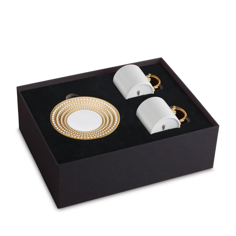 Perlee Gold Espresso Cup + Saucer [Set Of 2] - L'OBJET