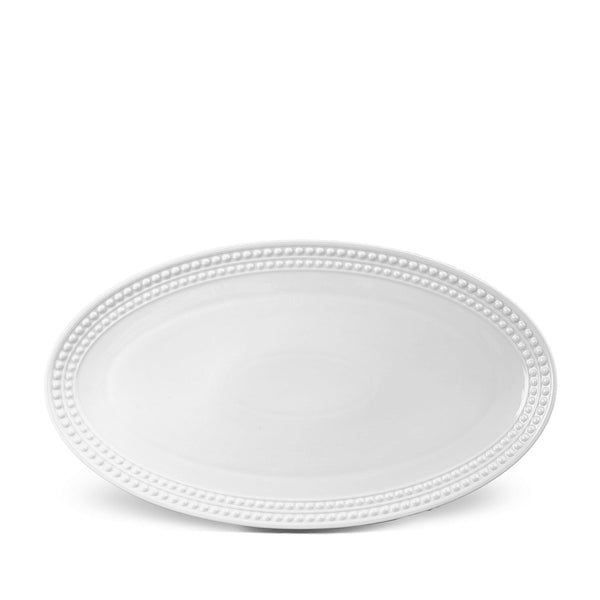 Large Perlée Oval Platter in White - Timeless and Sophisticated Dinnerware Crafted from Porcelain