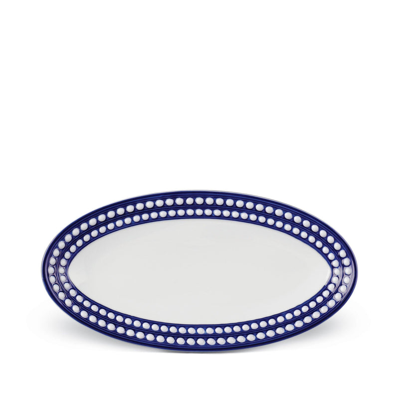 Small Perlée Oval Platter in Bleu - Timeless and Sophisticated Dinnerware Crafted from Porcelain and Infused with Detailed Craftsmanship
