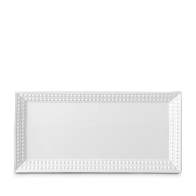 Medium Perlée Rectangular Platter in White - Timeless and Sophisticated Dinnerware Crafted from Porcelain