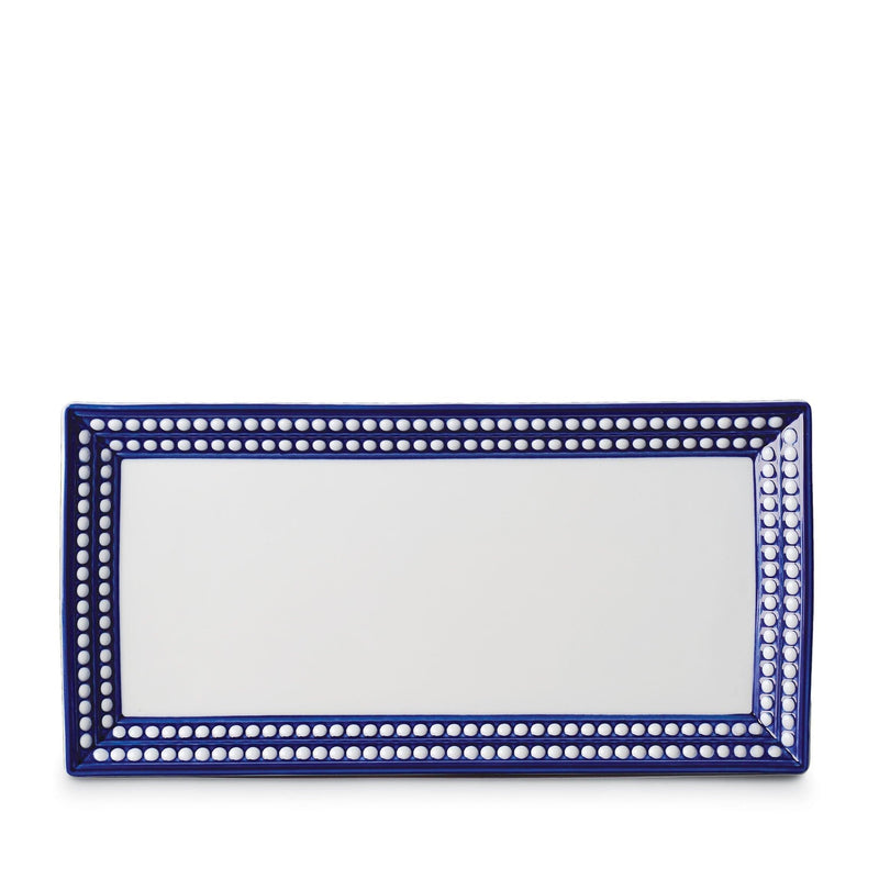 Medium Perlée Rectangular Platter in Bleu - Timeless and Sophisticated Dinnerware Crafted from Porcelain