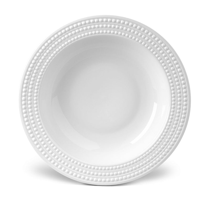 Perlée Rimmed Serving Bowl in White - Timeless and Sophisticated Dinnerware Crafted from Porcelain