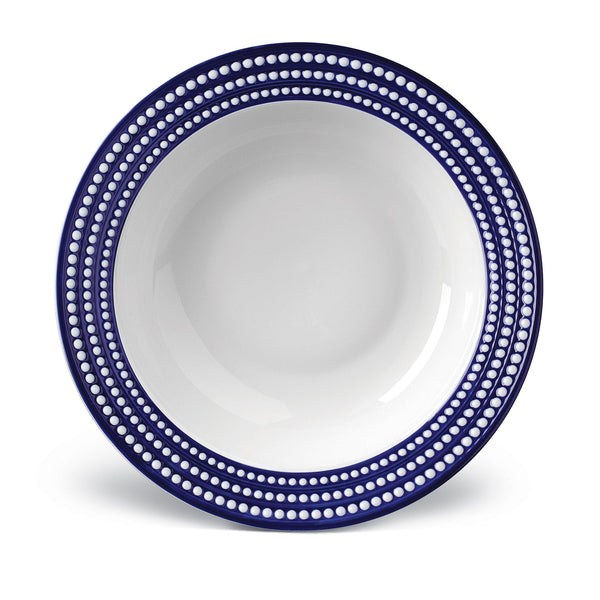 Perlée Rimmed Serving Bowl in Bleu - Timeless and Sophisticated Dinnerware Crafted from Porcelain and Infused with Detailed Craftsmanship