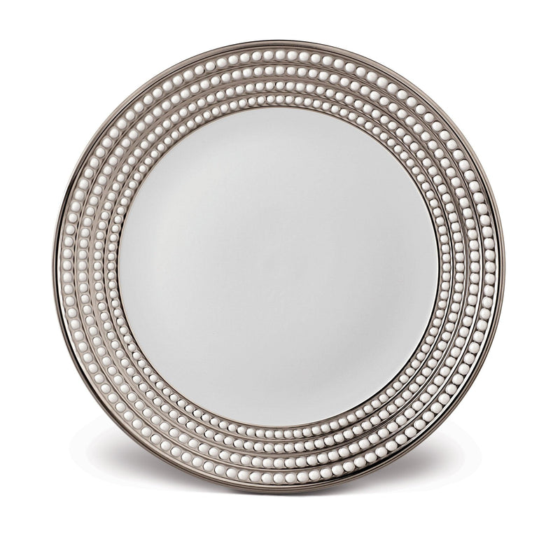 Perlée Round Platter in Platinum - Timeless and Sophisticated Dinnerware Crafted from Porcelain and Infused with Detailed Craftsmanship
