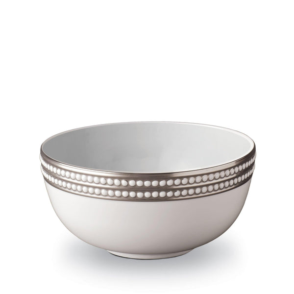 Large Perlée Serving Bowl in Platinum - Timeless and Sophisticated Dinnerware Crafted from Porcelain