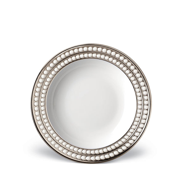 Perlée Soup Plate in Platinum - Timeless and Sophisticated Dinnerware Crafted from Porcelain and Infused with Detailed Craftsmanship