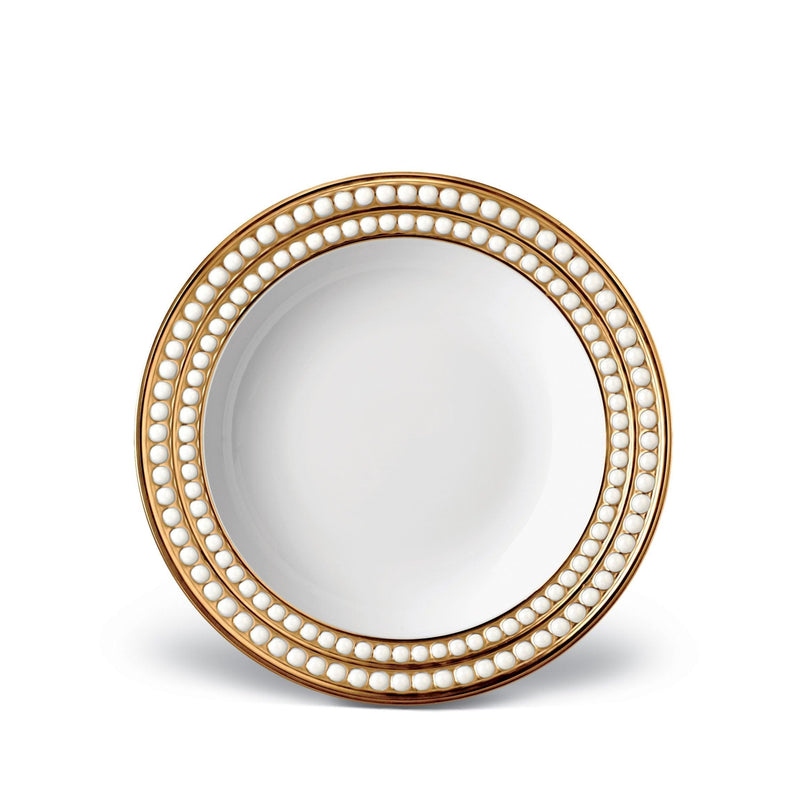 Perlée Soup Plate in Gold - Timeless and Sophisticated Dinnerware Crafted from Porcelain and Infused with Detailed Craftsmanship