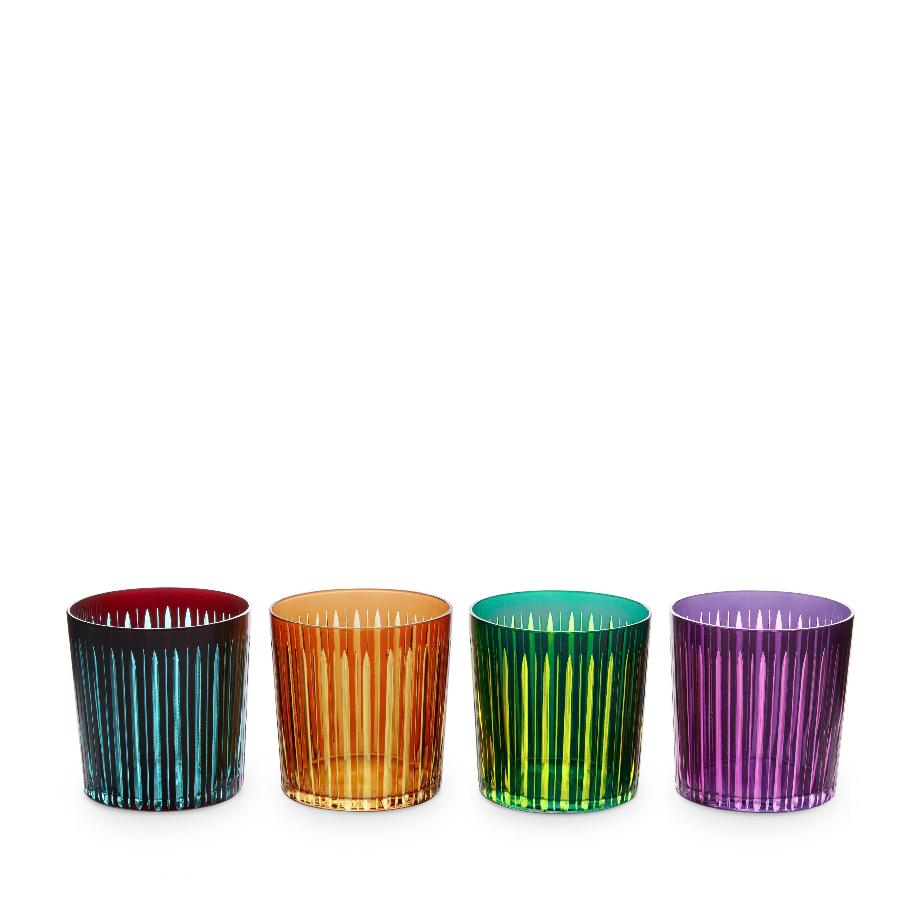 Prism Double Old Fashioned Glasses - Assorted (Set of 4) | l'Objet