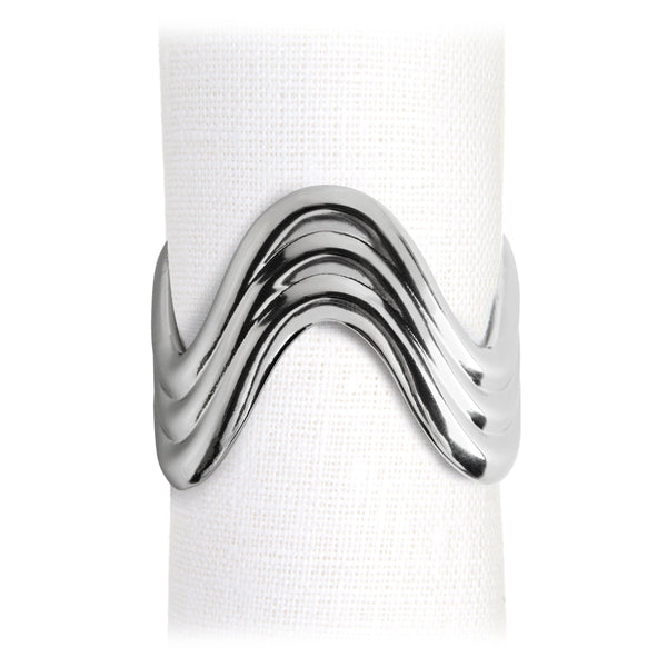 Ripple Napkin Rings (Set of 4) - Platinum - L'OBJET