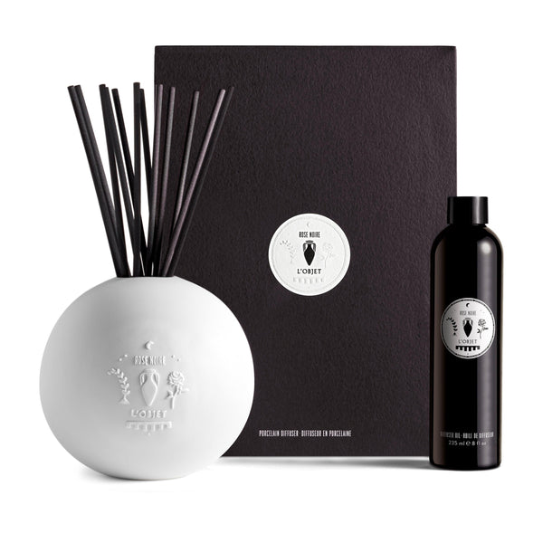 Rose Noire Diffuser Set - Black Bottle of Scented Oil Refill - Fragrant and Indulgent Aromatic Expressions