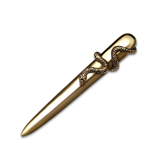 Snake Letter Opener in Gold by L'OBJET - Exemplary Workmanship with Hand-Crafted Metals and Porcelain
