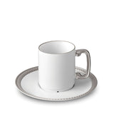 Soie Tresse Espresso Cup and Saucer in Platinum - Classic Yet Modern Design Made of Porcelain
