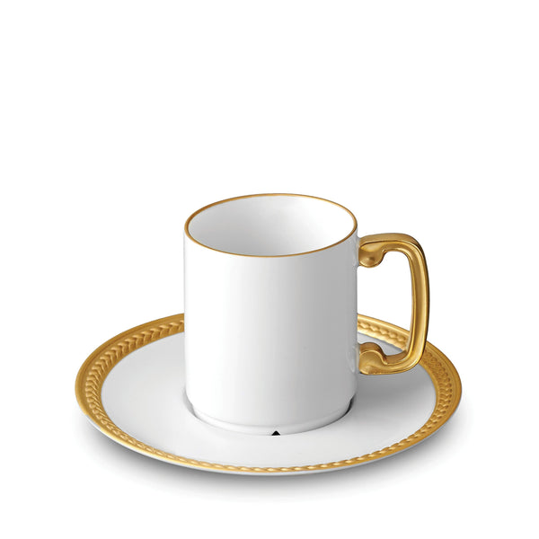 Soie Tresse Espresso Cup and Saucer in Gold - Classic Yet Modern Design Made of Porcelain