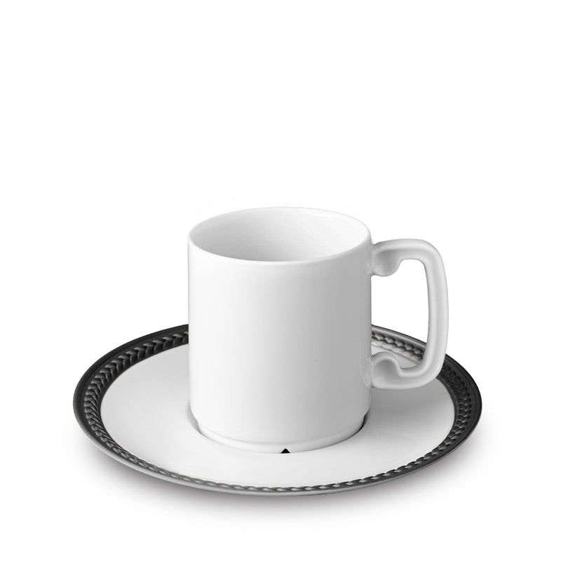 Soie Tresse Espresso Cup and Saucer in Black - Classic Yet Modern Design Made of Porcelain