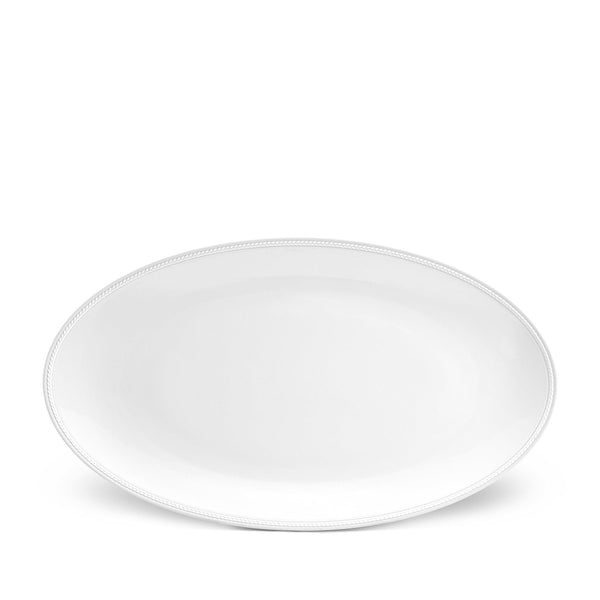 Large Soie Tresse Oval Platter in White - Classic Yet Modern Design Made of Porcelain Creates a Contemporary Look on an Ancient Shape