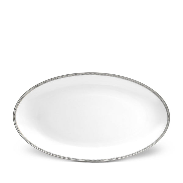 Large Soie Tresse Oval Platter in Platinum - Classic Yet Modern Design Made of Porcelain Creates a Contemporary Look on an Ancient Shape