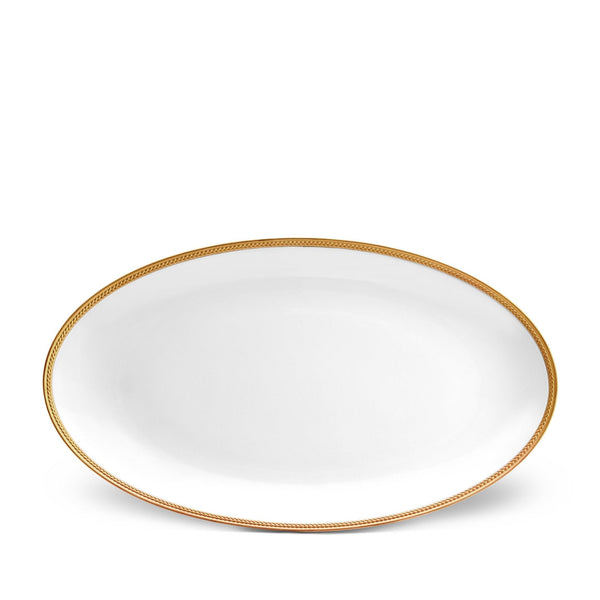 Large Soie Tresse Oval Platter in Gold - Classic Yet Modern Design Made of Porcelain Creates a Contemporary Look on an Ancient Shape