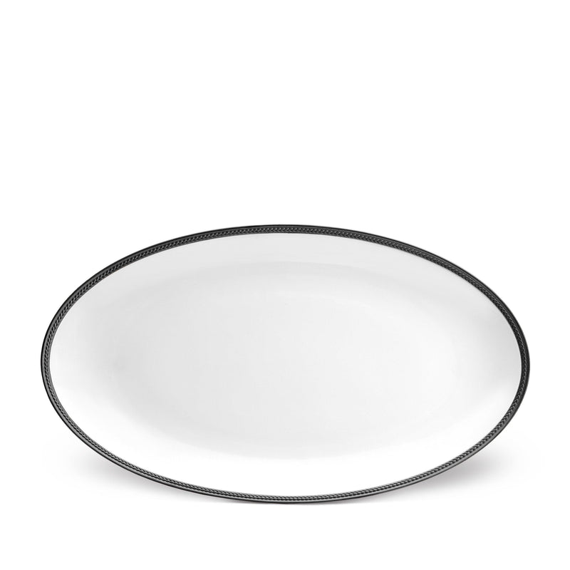 Large Soie Tresse Oval Platter in Black - Classic Yet Modern Design Made of Porcelain