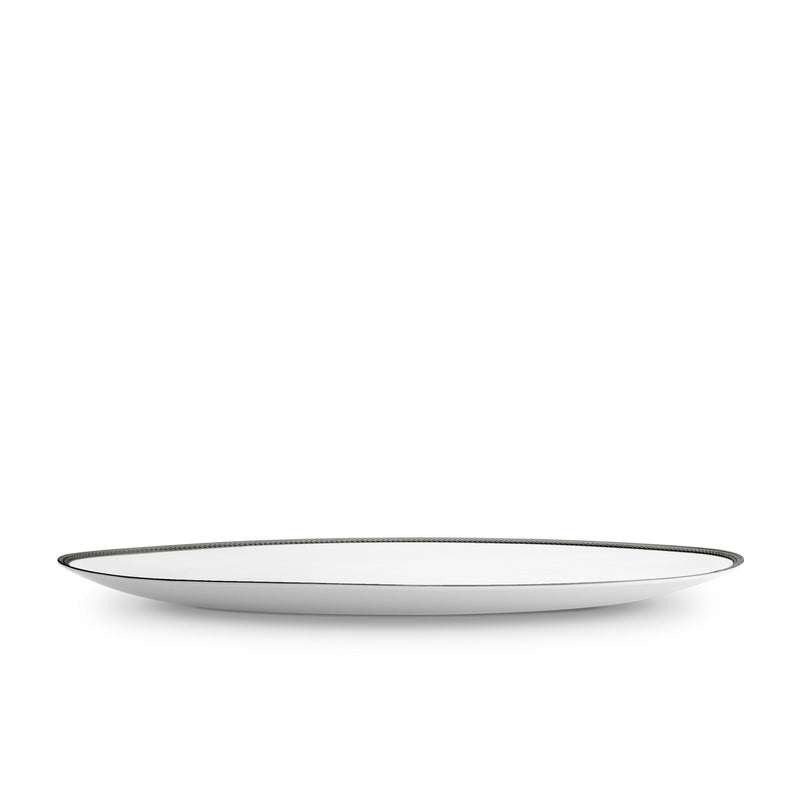 Large Soie Tresse Oval Platter in Black - Classic Yet Modern Design Made of Porcelain