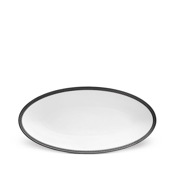 Small Soie Tresse Oval Platter in Black - Classic Yet Modern Design Made of Porcelain