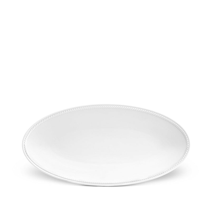 Small Soie Tresse Oval Platter in White - Classic Yet Modern Design Made of Porcelain Creates a Contemporary Look on an Ancient Shape