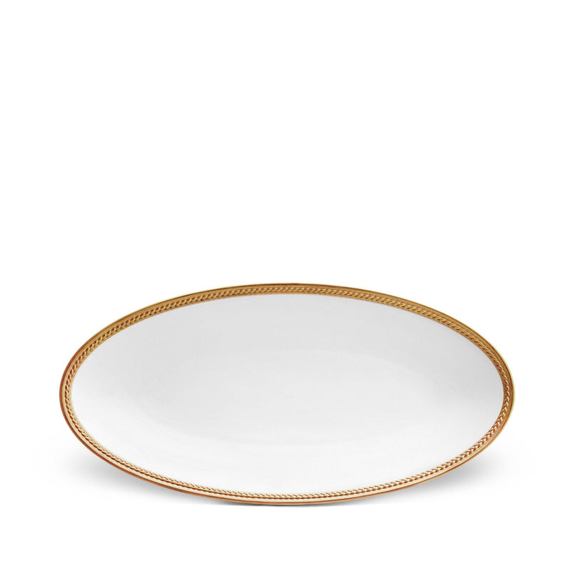 Small Soie Tresse Oval Platter in Gold - Classic Yet Modern Design Made of Porcelain