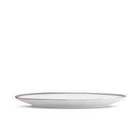 Small Soie Tresse Oval Platter in Platinum - Classic Yet Modern Design Made of Porcelain Creates a Contemporary Look on an Ancient Shape