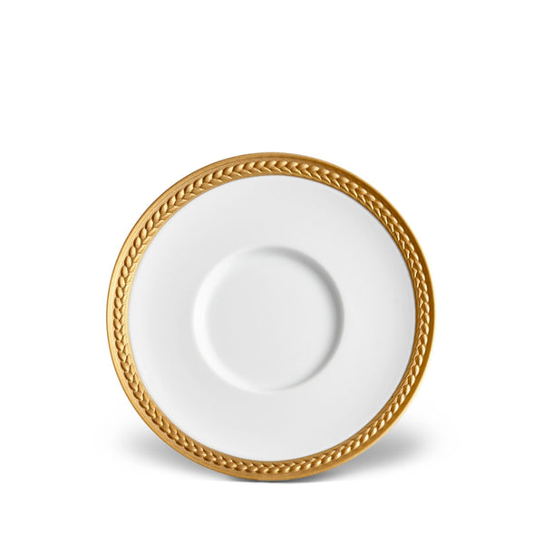 Soie Tresse Saucer in Gold - Classic Yet Modern Design Made of Porcelain Creates a Contemporary Look on an Ancient Shape