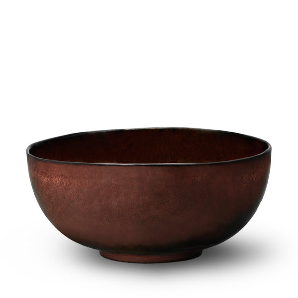 Large Terra Salad and Ramen Bowl in Wine by L'OBJET - Hand-Crafted from Porcelain and Glazed Meticulously - Organic Shape